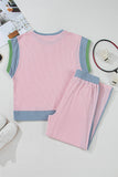 Colorblock Corded Pants Set