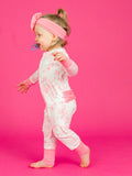 Newborn Pink Toile Bamboo Ruffle  Pajama