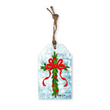 Christmas Berry Cross with Red Bow Tag Ornament