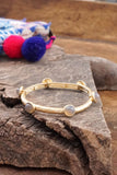 Jeweled Golden Bangle with semi precious stone dots: Turquoise - Shiny Gold