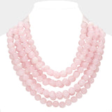 Chunky Acrylic Bead Layered Faux Leather Magnetic Necklace: TQ