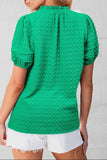 Textured Puff V-Neck Green
