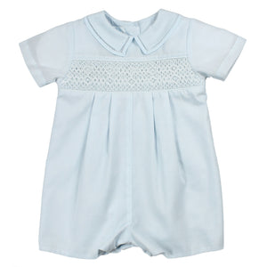 Blue Romper/Hat smocked Boy