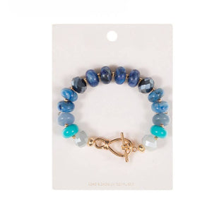 Ombre Chunky Multi Beads Stretch Bracelet: Blue