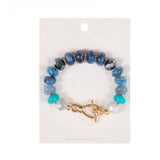 Ombre Chunky Multi Beads Stretch Bracelet: Blue