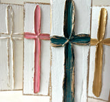 Tall Cross painted textured  wedding  baptism  all-occasion: White cross
