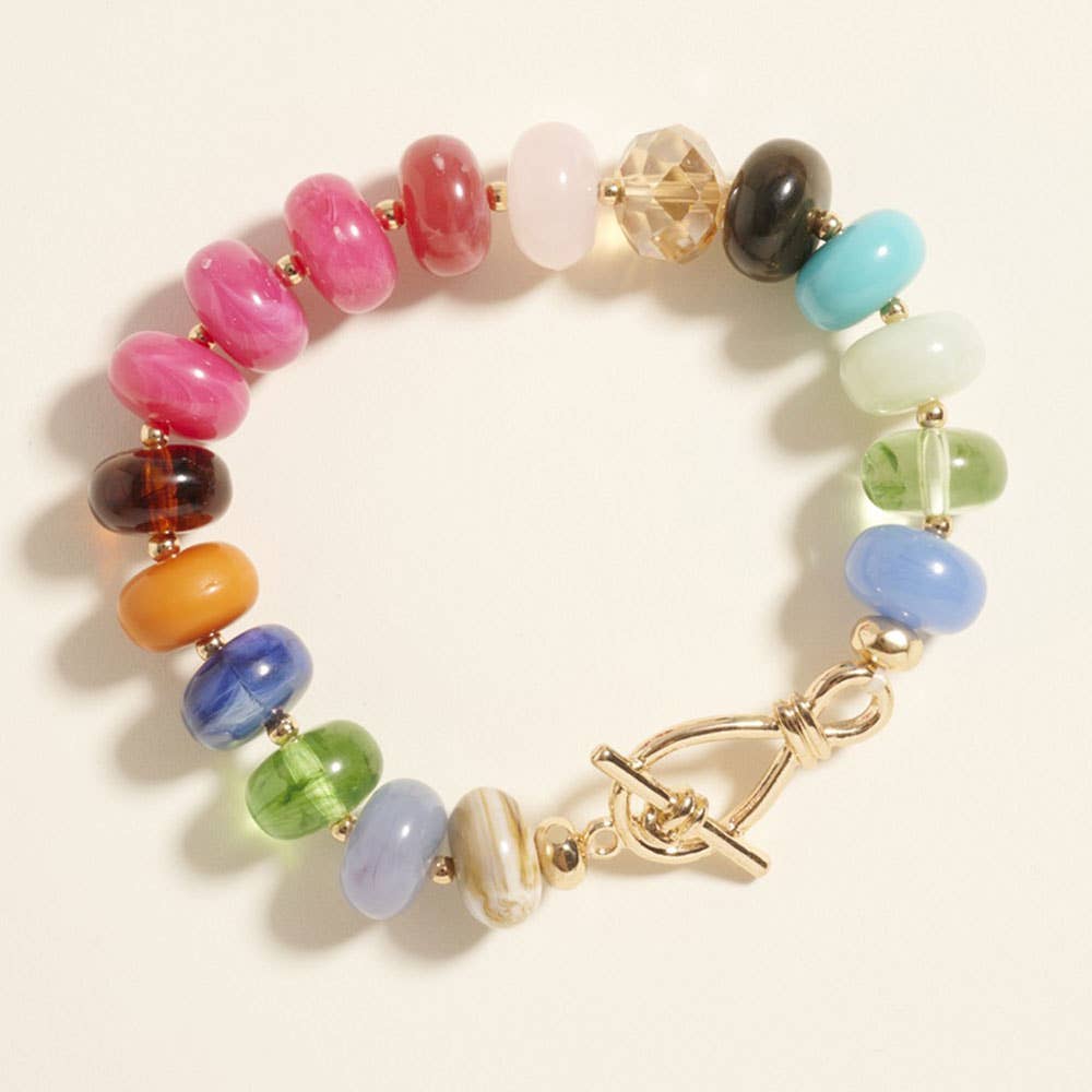 Ombre Chunky Multi Beads Stretch Bracelet: Multi