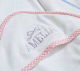 Hooded Terry Towel Gingham: Pink