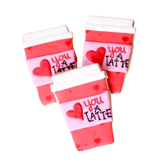 Coffee Cup Cookies: Red with Hearts