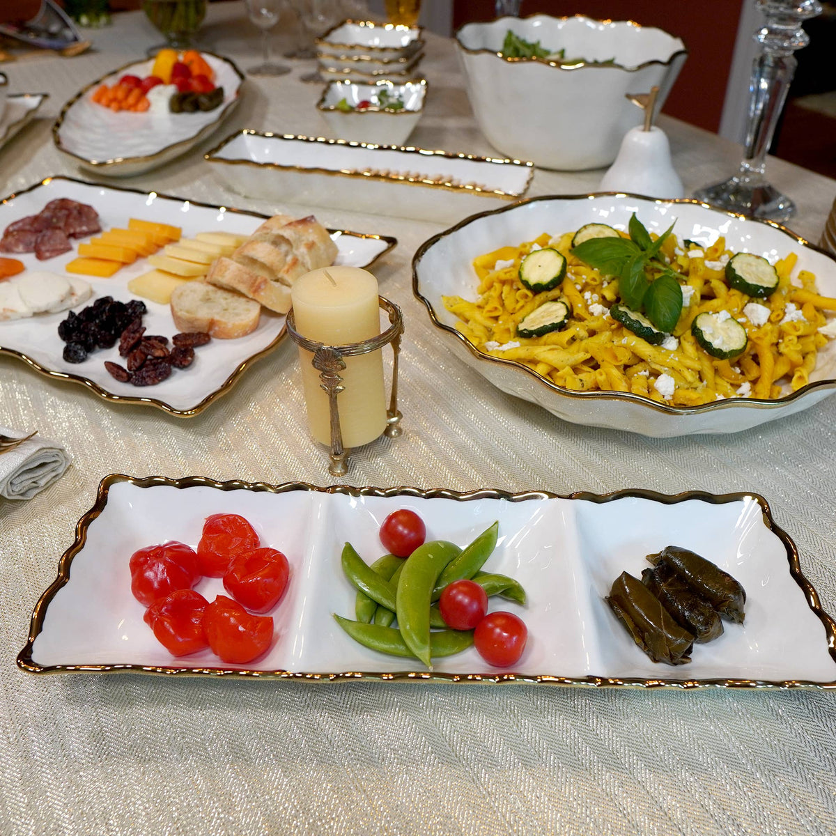 Regency Gold  3-Section Tray 15in x  5.5in