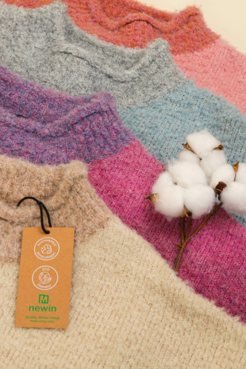 OS Color Block Cozy Knit Sweater