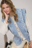WASHED DENIM QUILTED VEST DENIM