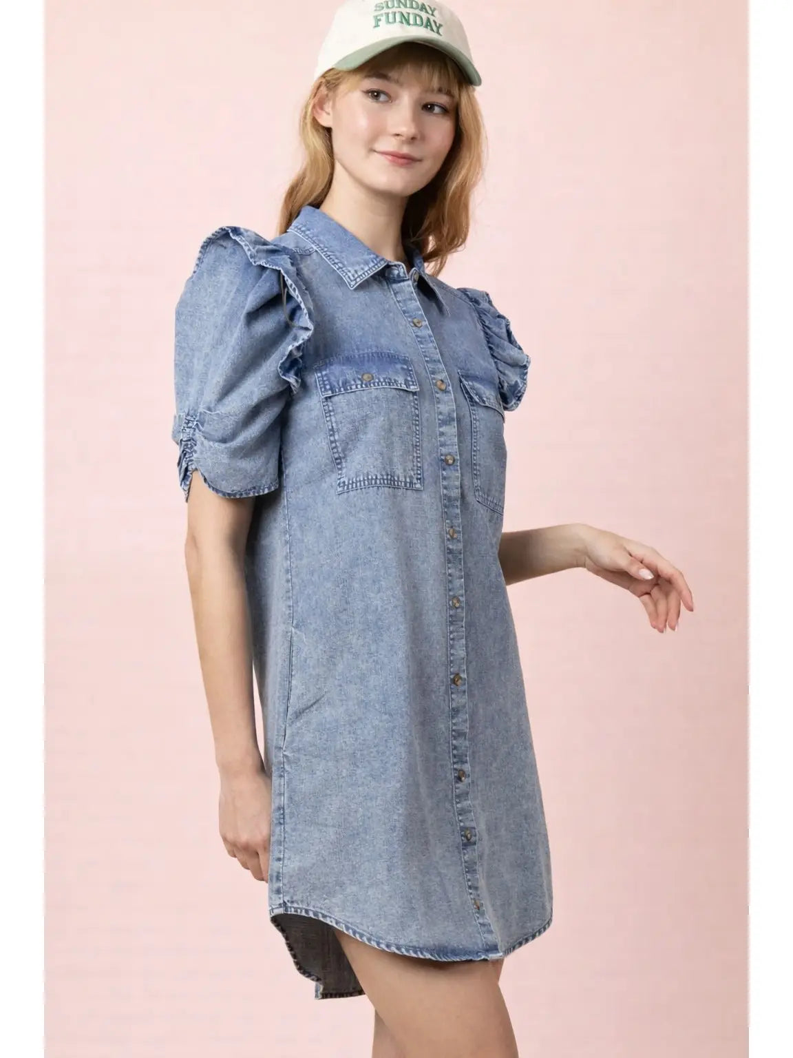 Button Down Mini Shirt Dress