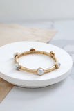 Jeweled Golden Bangle with semi precious stone dots: Turquoise - Shiny Gold