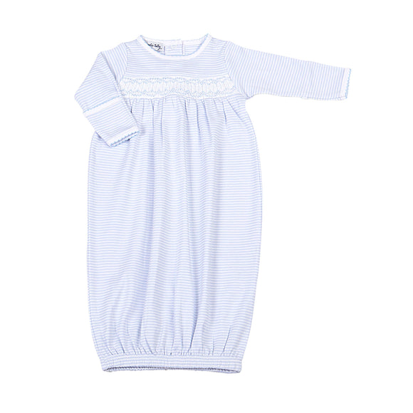 Stripes Smocked Gown Blue