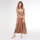 Romance Imagined Velour Dress: Apricot Buff / S/M