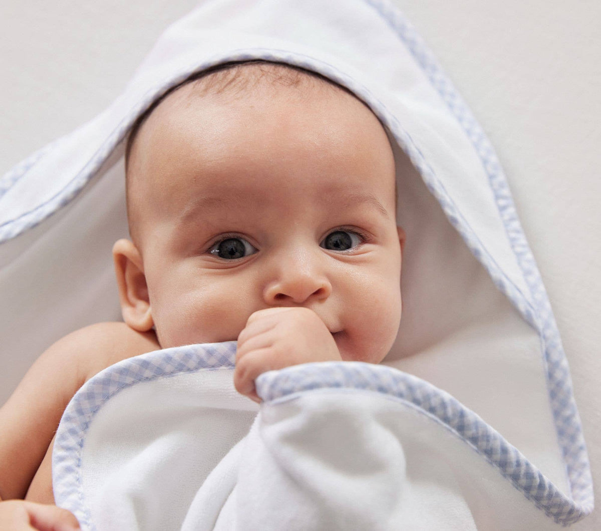 Hooded Terry Towel Gingham: Blue