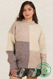 OS Color Block Cozy Knit Sweater