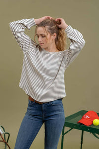 STRIPED RAGLAN TOP IVORY