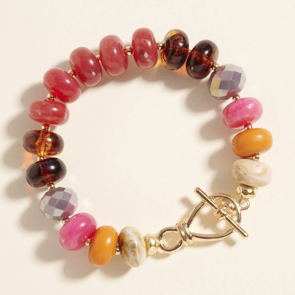 Ombre Chunky Multi Beads Stretch Bracelet: Blue