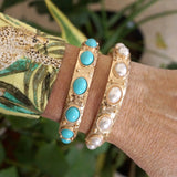 Classic Golden Stretchy Bangles Pearl