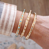 Gold-Tone Eternity Stretch Bangle –Wide - Pearls