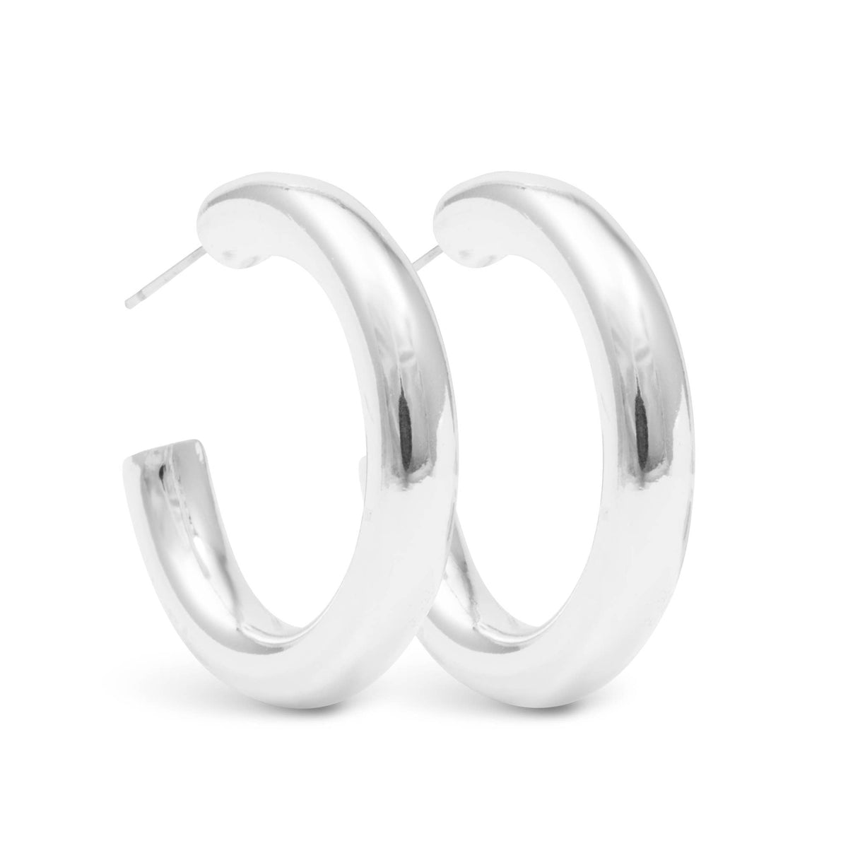 Silver Savannah Polished Hoop Earrings
