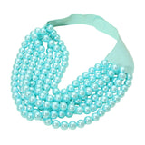 Multi Layered Pearl Beaded Collar Magnetic Necklace: Cream