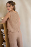 Back Button Sleeveless Top