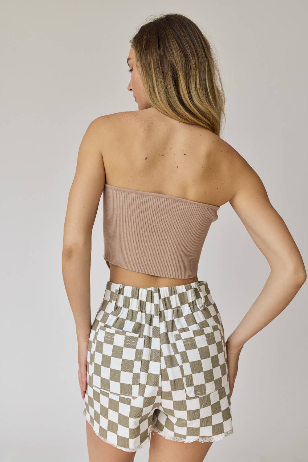 Orange checkerboard shorts