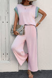 Colorblock Corded Pants Set