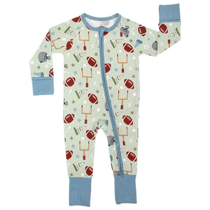 Football Bamboo Pajamas: 3-6M