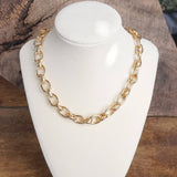 Chunky Fancy Cable Chain Necklace in Gold Tone