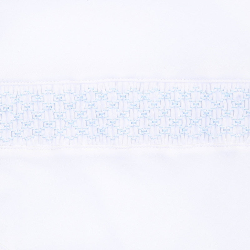 Solid Essentials White Blue Smocked Gown: Preemie