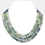 Chunky Metal Ball Beaded Layered Faux Leather Necklace: GRY