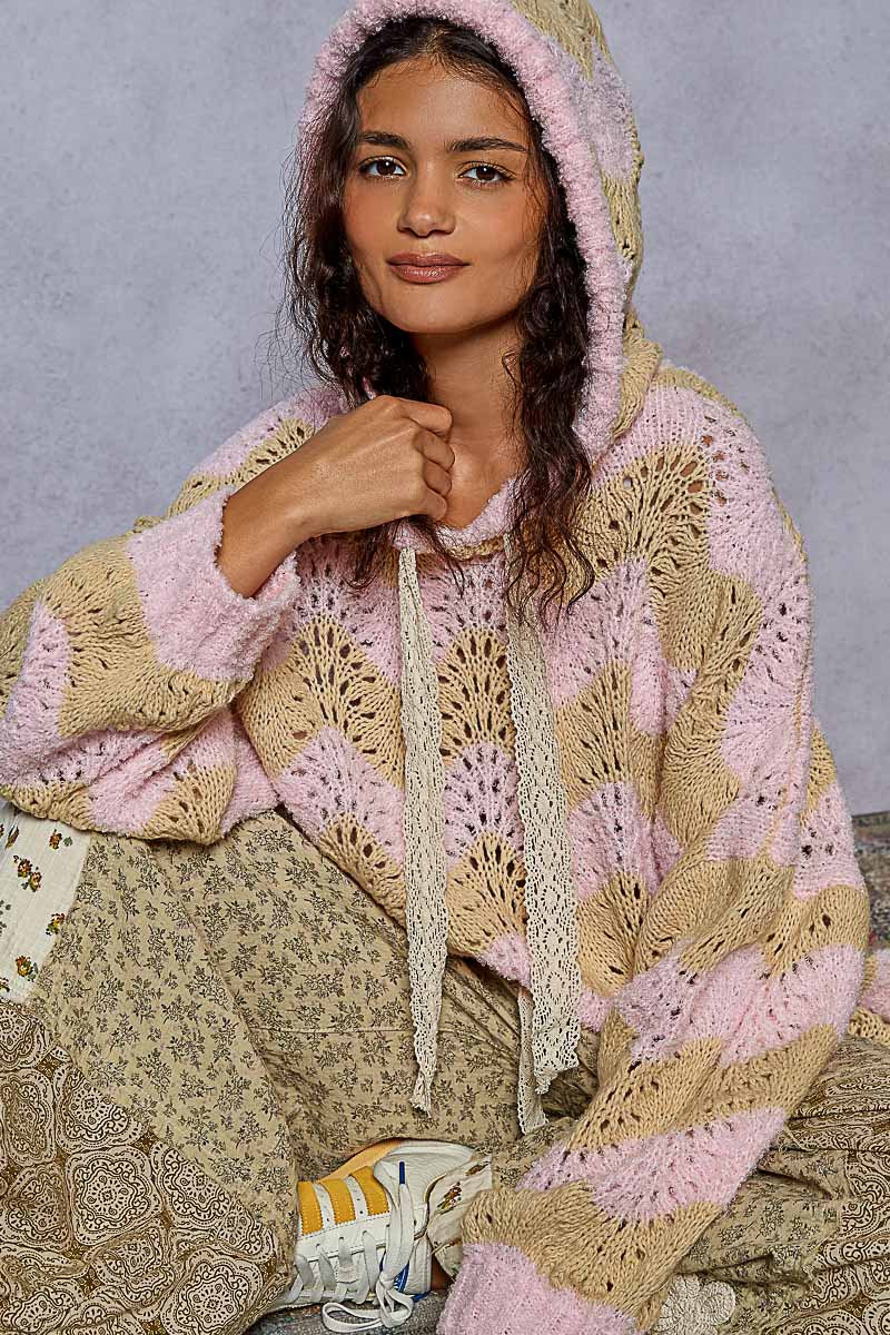 POL Pink/Brown Stripe Sweater