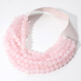 Chunky Acrylic Bead Layered Faux Leather Magnetic Necklace: TQ