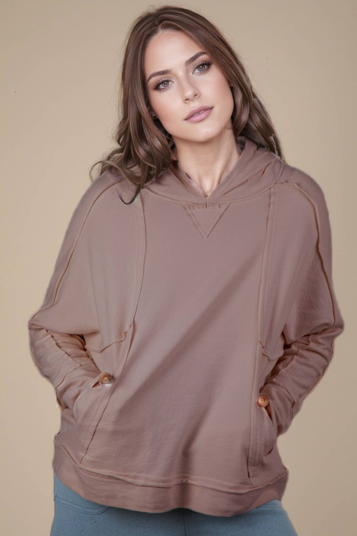 Raw Edge Hoodie DENIM BLUE