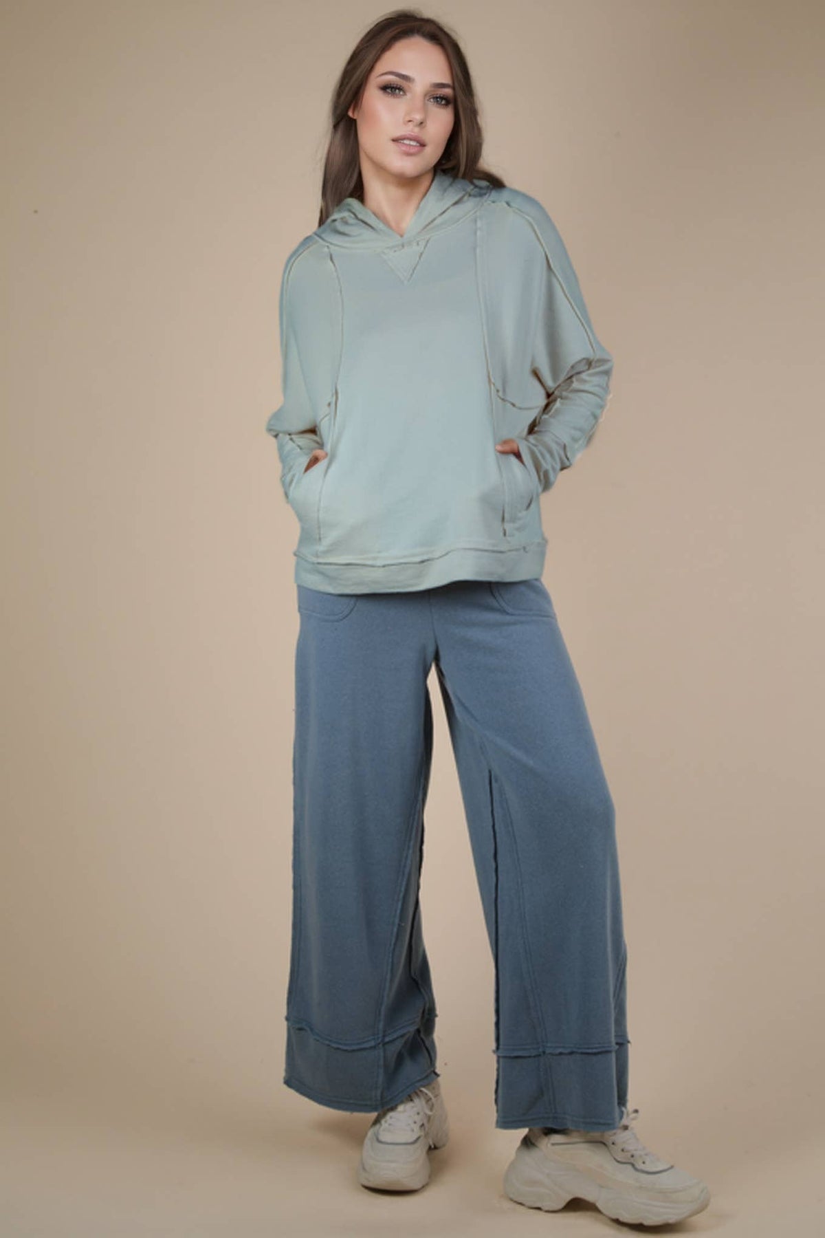 Raw Edge Hoodie DENIM BLUE