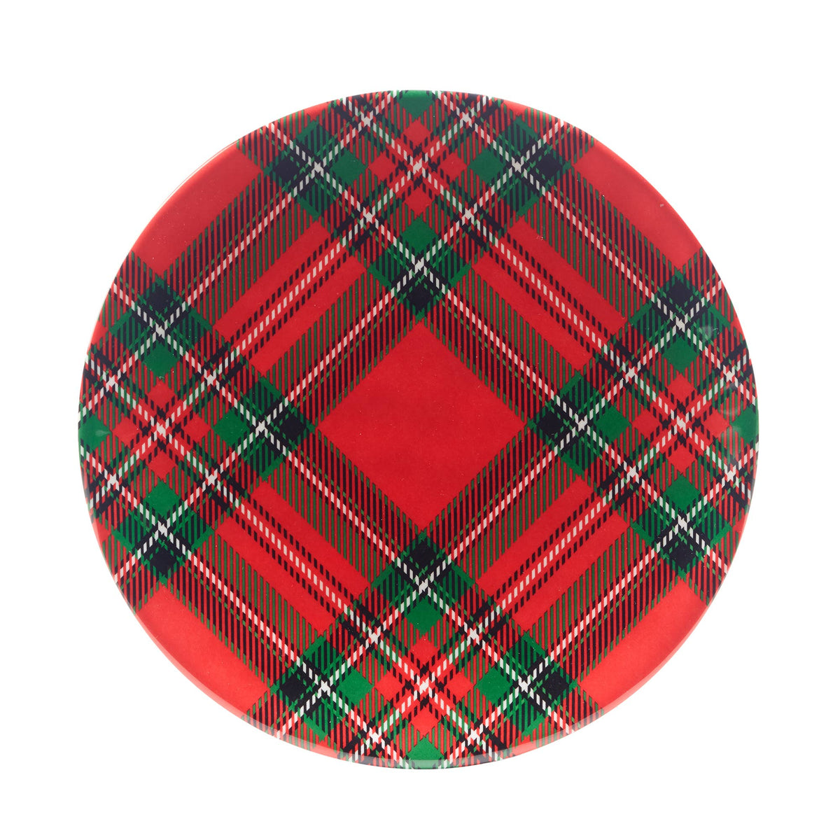 Christmas Plaid Melamine Salad Plate 9in