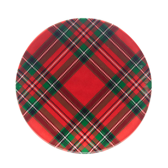 Christmas Plaid Melamine Salad Plate 9in