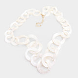 Bold Celluloid Acetate Link Long Necklace: Multi