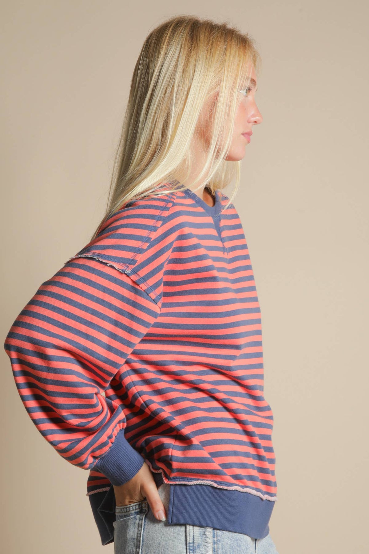 Stripe Oversized Top GREEN/BLUE