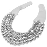 Chunky Metal Ball Beaded Multi Layered Faux Leather Magnetic Necklace: Gold