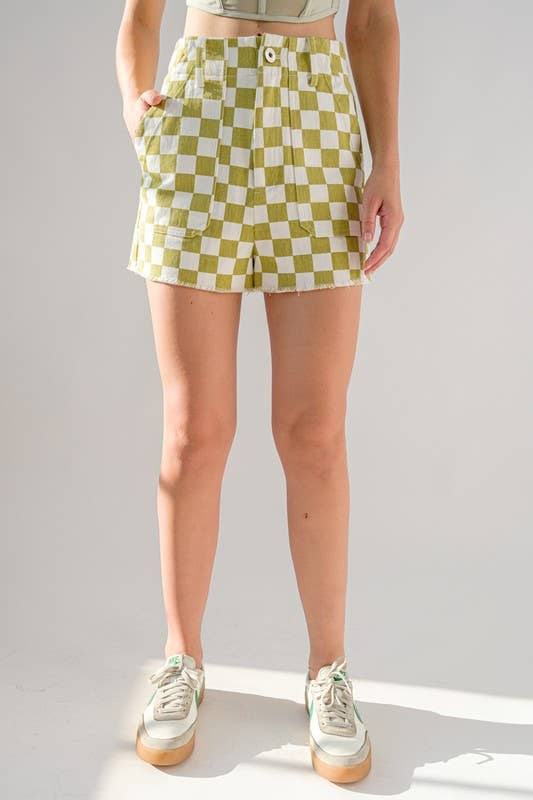 Orange checkerboard shorts