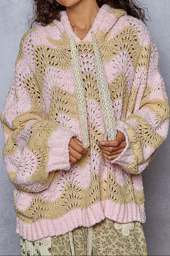 POL Pink/Brown Stripe Sweater