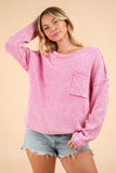 Washed OS Sweater Pullover Top