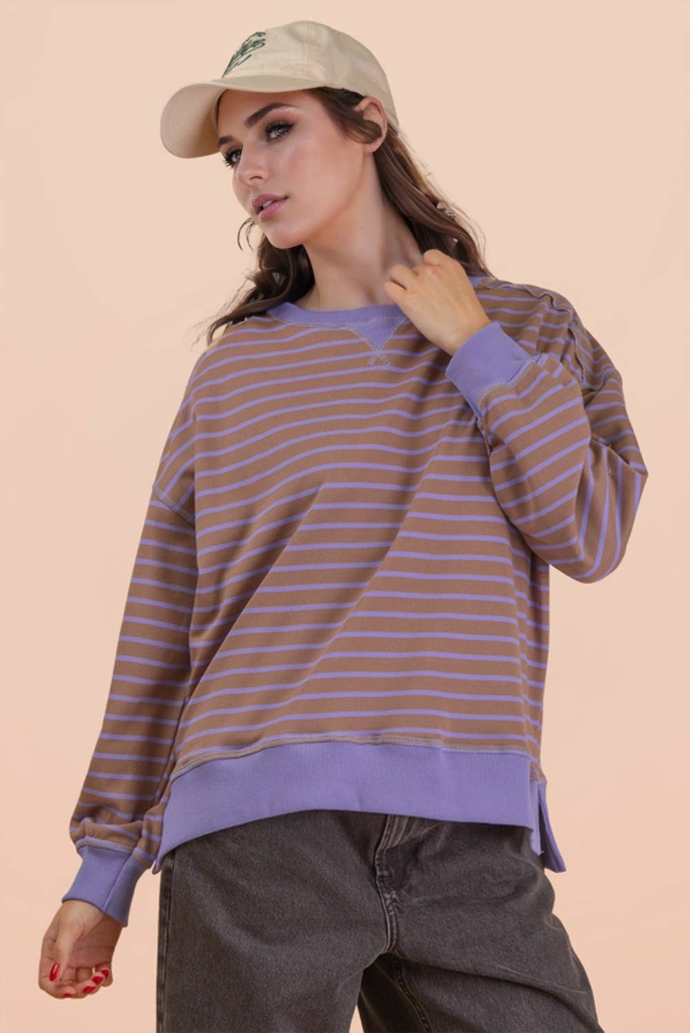 Stripe Oversized Top GREEN/BLUE