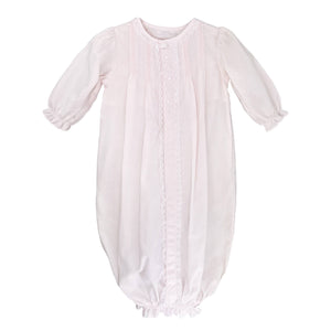 Heirloom Lace Hand Embroidered Bag: Newborn / Pink