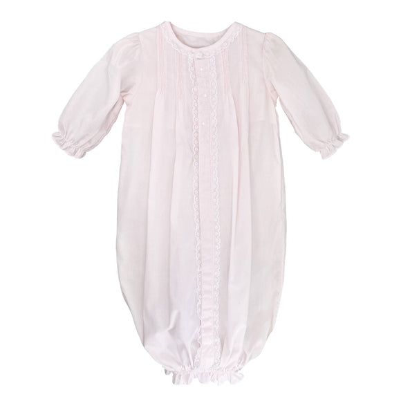 Heirloom Lace Hand Embroidered Bag: Newborn / Pink